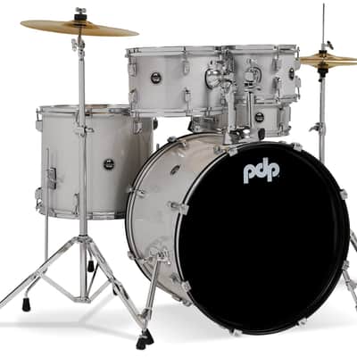 PDP Center Stage 5-Piece Drum Kit with Hardware and Cymbals (Diamond White Sparkle) image 1