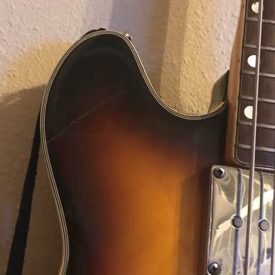 Vintage Ventura  Semi-hollow body bass guitar 335 copy 60’s-70’s Sunburst image 7