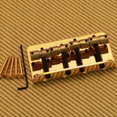 WBBCGD Wilkinson Gold w/Brass Saddles 4-String Bass Bridge for Fender P/Jazz®