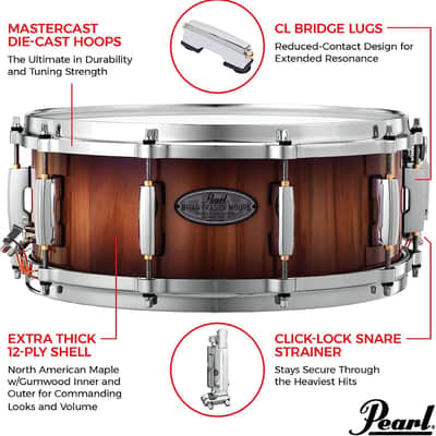 Pearl 14x5.5" Brian Frasier Moore Signature Snare Drum - Natural Burst (BFM1455S/C) image 2