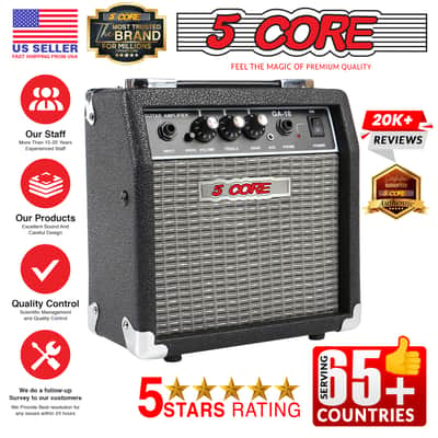 5 Core Guitar Amplifier 10 Watt Electric and Acoustic Amp for Practice with Inbuilt Speaker Aux Input Volume Bass Treble Control Amp GA 10 BLK image 15