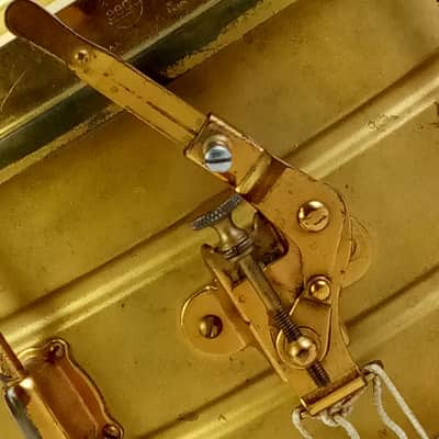 Leedy 6x14" Colonial Gold Snare Drum+Speedway Throw Nobby Full Dress Vintage 20s image 3