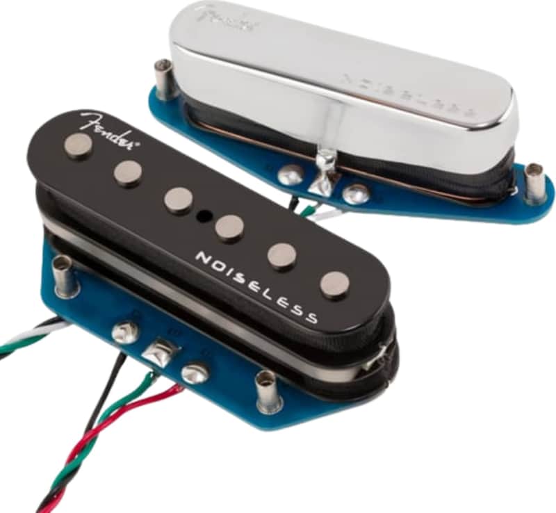 Fender Ultra Noiseless Vintage Telecaster Single Coil Pickup Set, Chrome/Black image 1