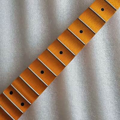 Glossy Finish Maple Guitar Strat Style Neck with Scalloped Fingerboard, Reversed Headstock image 6