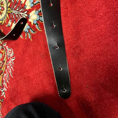 Bobby Lee Black blue orange paisley and black leather guitar strap 1960s image 3