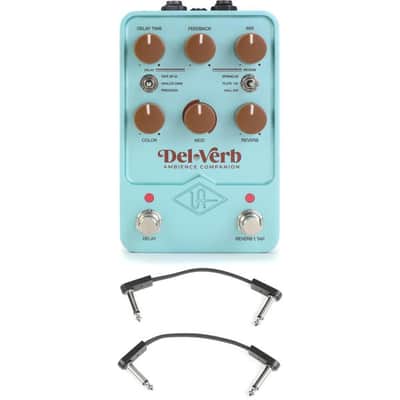 Universal Audio Del-Verb Ambience Companion Reverb and Delay Pedal Cap with 3 Patch Cables image 2