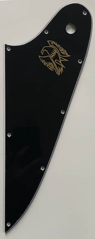 For Fit Gibson Firebird Gold Logo Style Guitar Pickguard Scratch Plate 3 Ply Black image 1