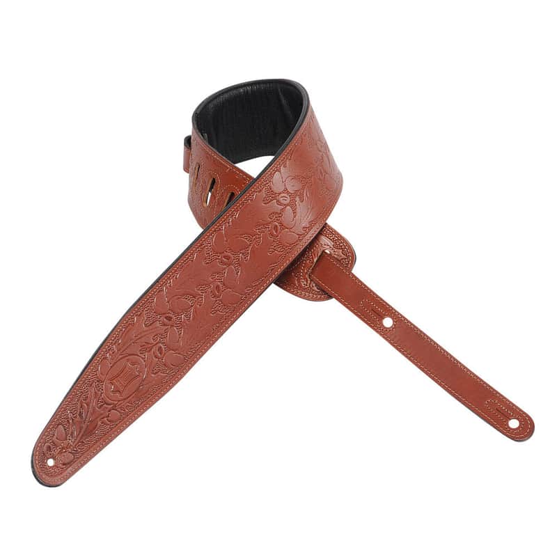 Levy's 3" Wide Walnut Veg-tan Leather Guitar Strap image 1