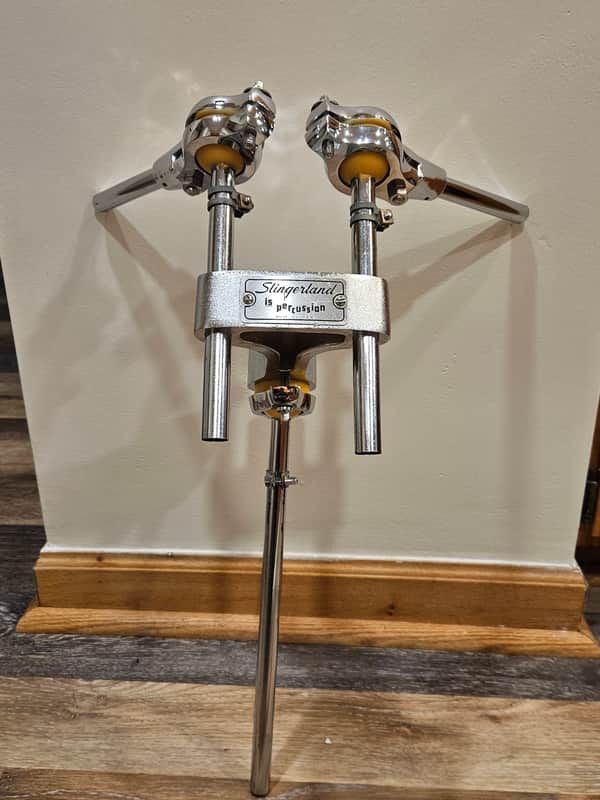 Vintage 1970s Slingerland Super Set-O-Matic Double Tom Holder Mount Complete image 1