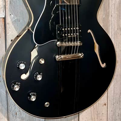 Sweet Lefty! 2021 Gibson ES-335 Dot Semi-Hollow Electric Guitar Custom Black Ebony w/ Racing Stripes + OHSC image 3