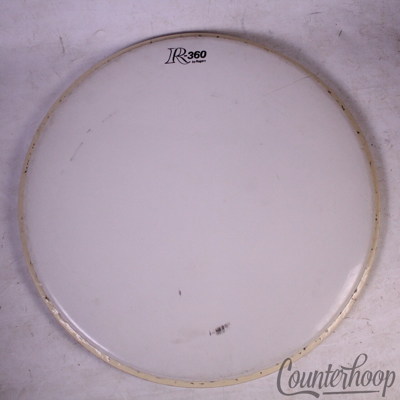Rogers 18" R360 Bass Drum Batter/Resonant Head Opaque White Bop USA Vintage 60s — main photograph