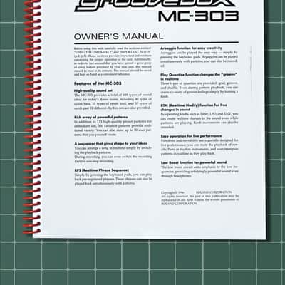 Roland MC-303 — Owners Manual User Guide Instructions — 126 Pages — USA Made