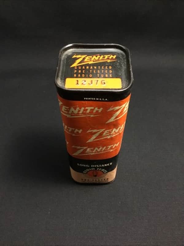 NOS ZENITH 12J7G Coke Bottle AUDIO AMP VACUUM TUBE USA Sealed Tin I.7729-D image 1