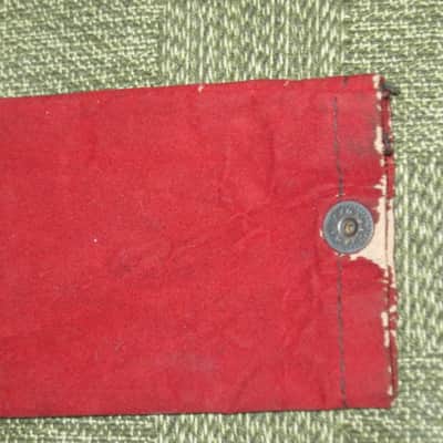 vintage Shure microphone pouch 1960s / 1970s - Outer areas: red thin velvet with black graphic / Inner areas: tan thin canvas (11 & 1/8" x 3") image 13
