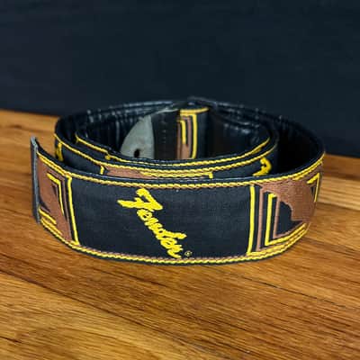 Fender 2" Monogrammed Guitar Strap - White / Brown / Yellow image 1