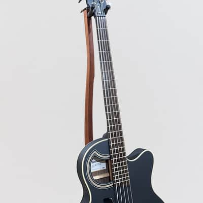 Warwick RockBass Alien Deluxe Thinline Hybrid 5 String Acoustic Electric Bass Guitar - Black Satin image 9