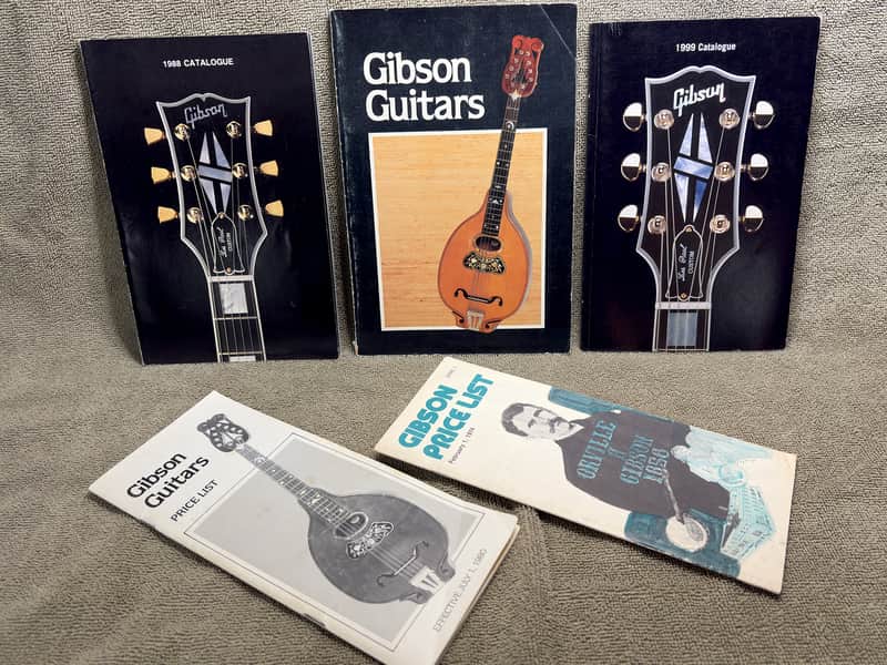 Gibson Catalogs & Price Lists (Lot of 5)  1974 1980 1988 1999 image 1