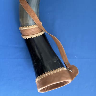 40" Brazilian Berrante Ox Horn Trumpet Handmade in 5 Horns and Leather Streaps image 8