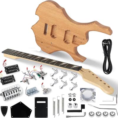 Electric Guitar Kit, Fire Style Mahogany Body & Maple Neck Guitar with HH Pickups, Easy to Assemble Kit with All Parts Included – Build Your Own Electric Guitar image 1