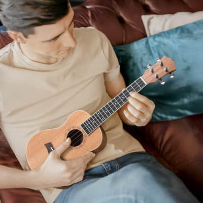 Cxxss 23in mahogany body rosewood fingerboard ukulele, cotton bag, capo, strap, picks*3, wrench tool image 3