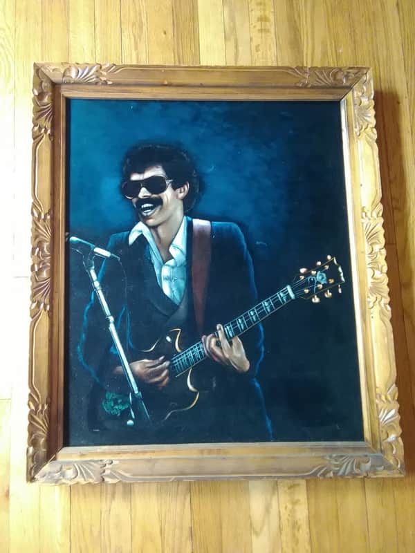 Vintage 70's Carlos Santana Ibanez Guitar Velvet Painting 28" X 32" 1970's image 1