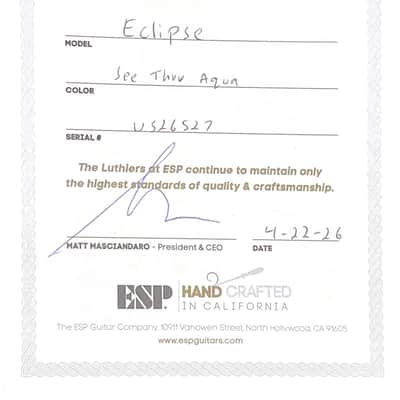 ESP Eclipse USA Mahogany - See-Thru Aqua #26527 image 12