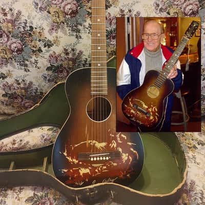 all-original 1943 Harmony Melody Ranch Gene Autry parlor acoustic vintage western cowboy guitar, parlour image 1