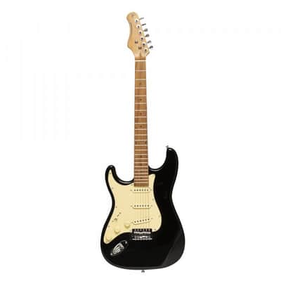 Stagg SES-55 BLK LH Solid Paulownia Body Tempered Maple Neck 6-String Electric Guitar For Left Hand Player image 1