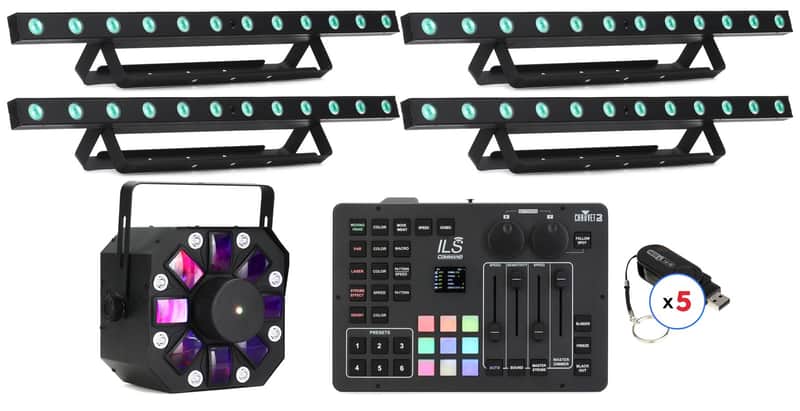 Chauvet DJ COLORband T3BT ILS Linear Wash Light and Swarm 5 FX ILS 3-in-1 Derby/Laser/Strobe Effect System Bundle image 1