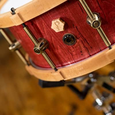HHG Drums 14x6 Reclaimed Maple With Matching Hoops, Satin Red image 6