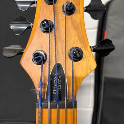 Light Weight Schecter Stiletto Session-5 FL Active Fretless 5-String Bass 2010s - Natural Satin image 6