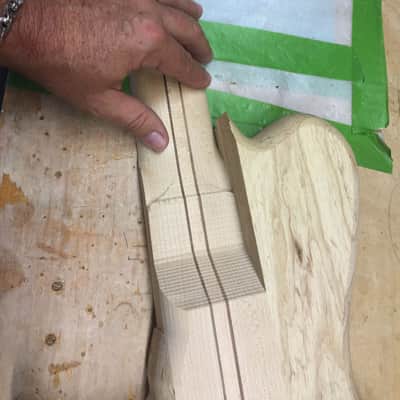 Warrior Isabella 5 string 20th Anniversary Bass 2015 - Very Special Ordered Buckeye Burl & Spalted Maple many factory photos of the build. image 12