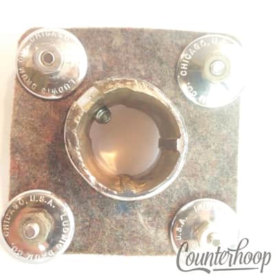 *Ludwig Bass Drum Mount Double Tom Drum Post Receiver Classic Chrome Vintage 60s - Fair / 6.95/24.95 image 3