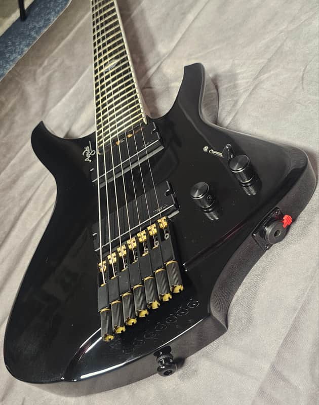 Aguda Black Hole Limited Run 7 String Multiscale 2024 - Gloss Black Headless Guitar image 1