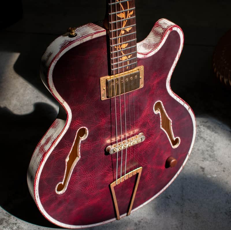 Paoletti Custom Leather hollowbody | 1 of 1 | boutique | rare image 1