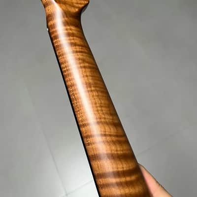 AAAAA Tele Ebony Fretboard Roasted flame Maple Electric Guitar Neck Radius 12inch Round stainless steel 22 frets hole 10mm Radius: 12 inches image 4