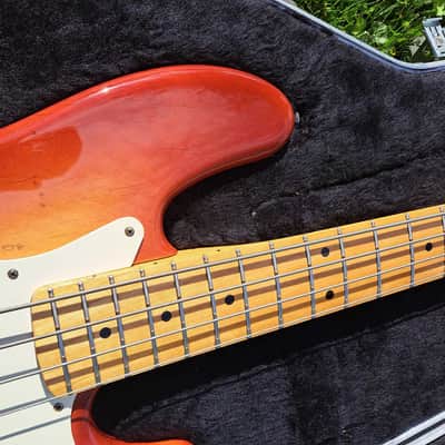 All Original Vintage Fullerton Era 4-bolt 1983 / 1984 Fender American Standard Jazz Bass, Dan Smith, AVRI, Sienna Burst Ash, OHSC image 10