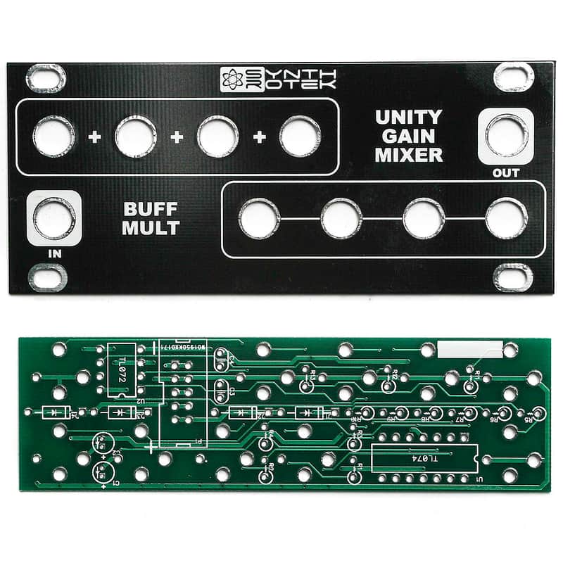 Synthrotek 1U UniBuffer PCB and Panel - Eurorack Buff Mult and Mixer PCB Set image 1