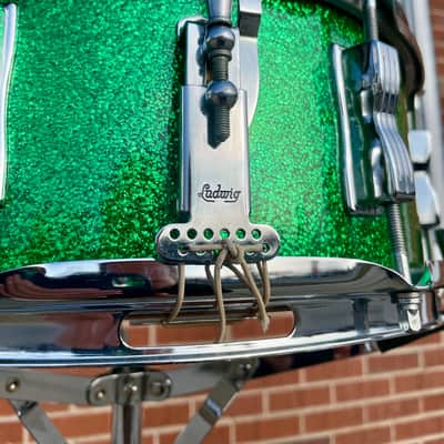 1960s Ludwig 5x14 No. 908P Jazz Festival Snare Drum Green Sparkle image 11