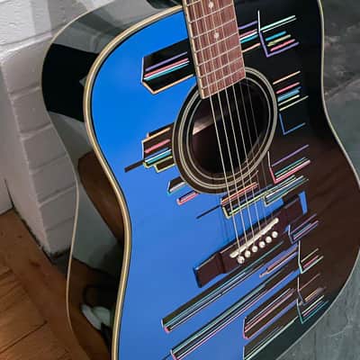 Washburn Acoustic Guitar - Custom-painted New York City Skyline with Twin Towers image 3