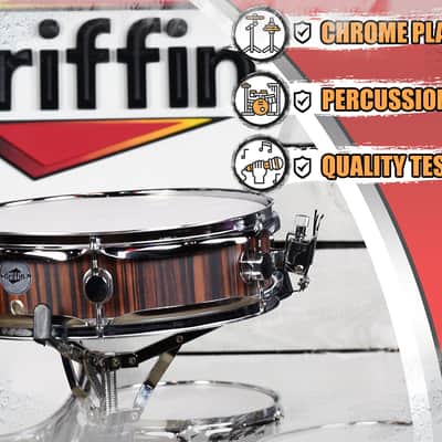 GRIFFIN Piccolo Snare Drum - 13 x 3.5 Black Hickory Poplar Wood Shell Percussion image 7