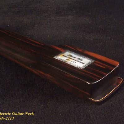 Gift for Fender Guitar player - Handcrafted Electric Guitar Replacement Strat Neck, Solid Macassar Ebony, Vine Inlay, Bruce Wei GN-2113 image 8