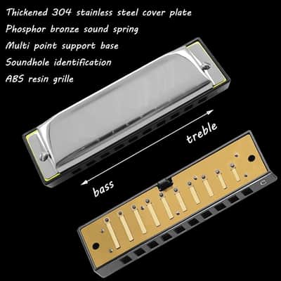 Harmonica Armonica Mouth Organ Blues Harmonica Key of C 10 Hole 20 Tone Polyphony Diatonic Harp with Case for Blues Folk Jazz Pop for Music Student Teacher Teaching Beginner Gift image 4