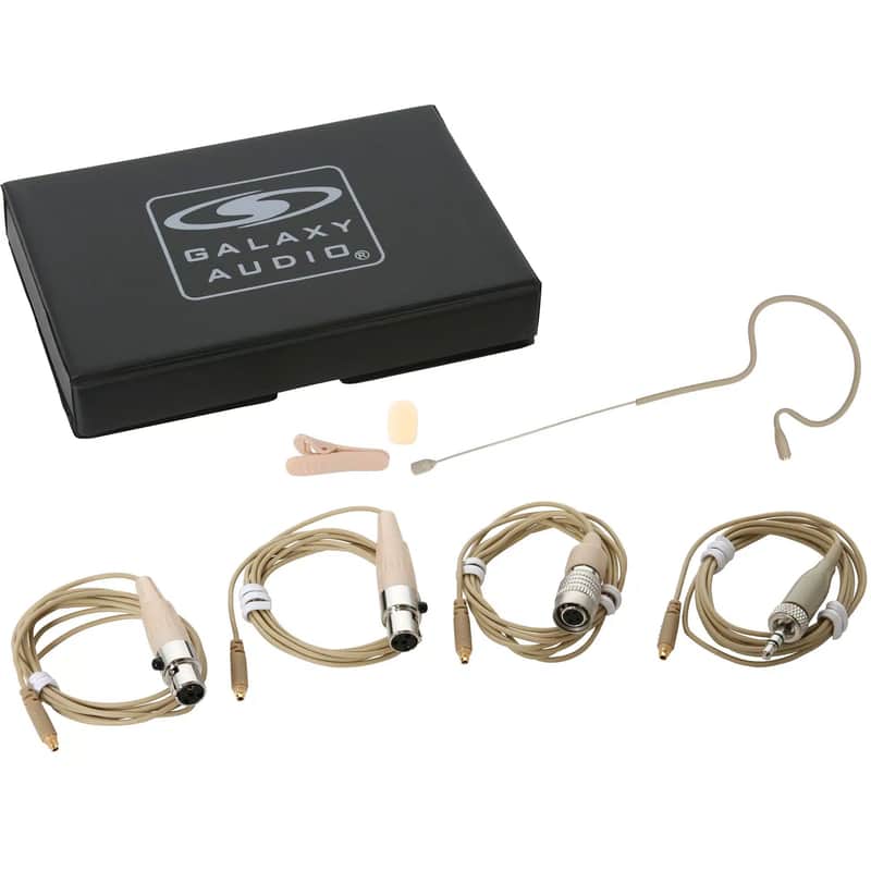 Galaxy Audio ESM4 Economical Single Ear Headset Mic - Beige w/4 Mixed Cables image 1