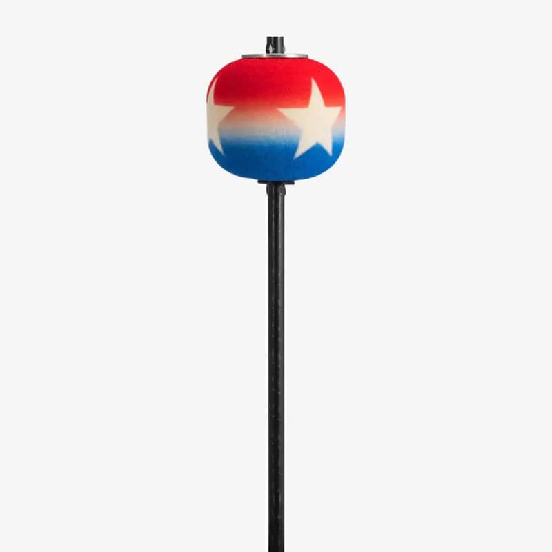 Danmar Red White & Blue Felt Bass Drum Beater, Black Shaft image 1
