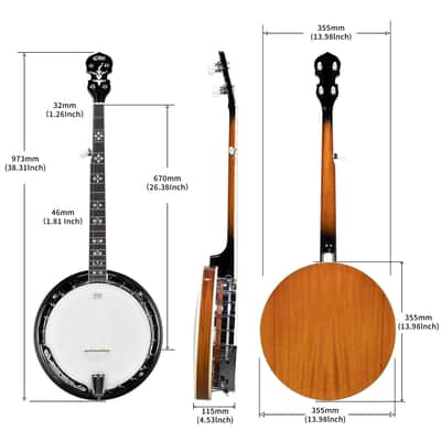 Gosila 5 String Full Size Banjo Solid Back with beginner Kit Remo Head Coated Top European Maple Body Material Sapele Back Material Type Okoume Neck Material Type image 2