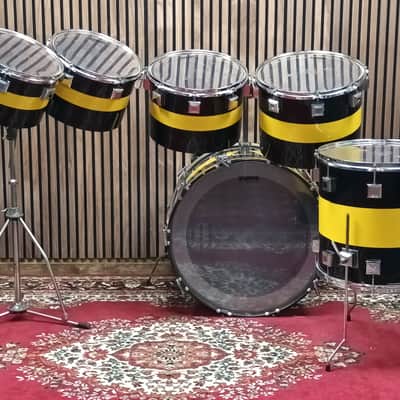 Vintage Eddie Ryan Large Custom Drum Kit – Blue/Yellow – 12,13,14,15,16,24″ image 11