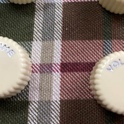 Two White Harmony/Silvertone Cupcake ReIssue Guitar Volume Knobs- Push/Press-On image 1