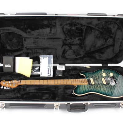 Ernie Ball Music Man Axis Super Sport HH Tremolo Roasted Maple Neck 2021 Yucatan Blue Quilt w/OHSC image 11