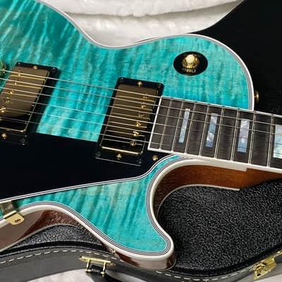 NEW! Gibson Dealer Select Custom Shop Les Paul Custom AAA Flame Top - Aqua Blue - Authorized Dealer - WOW! 8.2 lbs - G07380 image 7